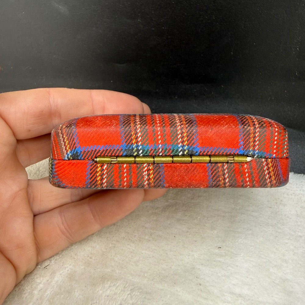 Vintage Jewelry Box Red Plaid Tartan Hard Shell Case READ